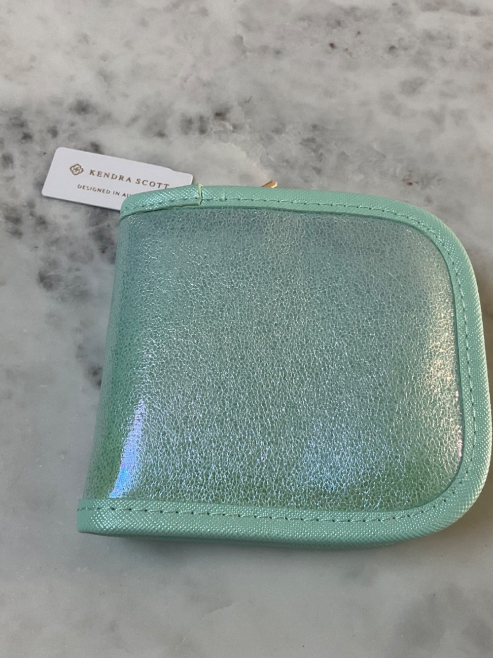 Kendra Scott Travel Jewelry Wallet Pouch In Gold/mint - Picture 5 of 6